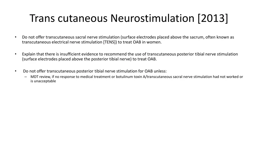 trans cutaneous neurostimulation 2013