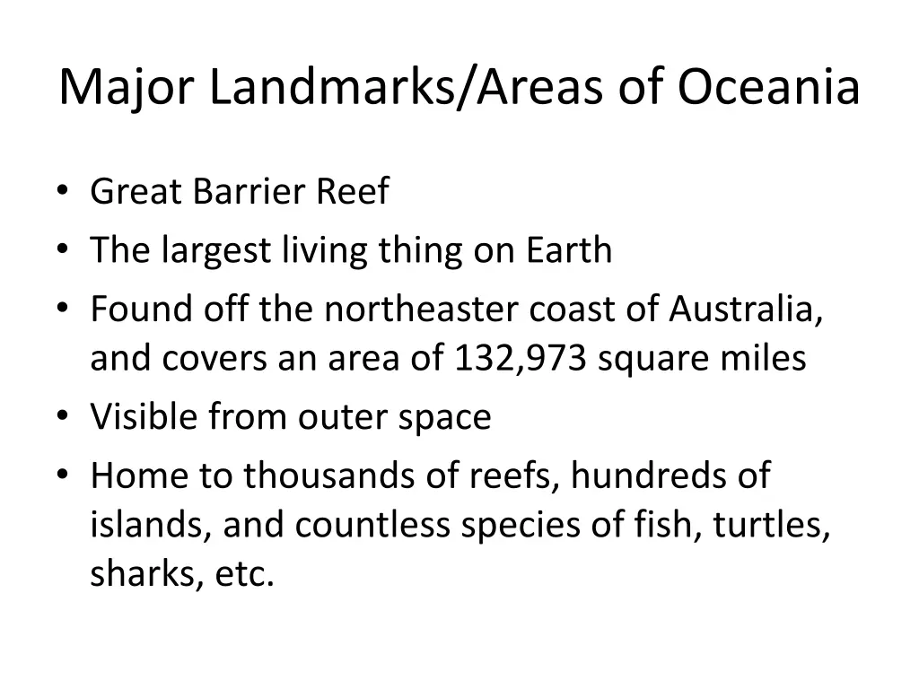 major landmarks areas of oceania