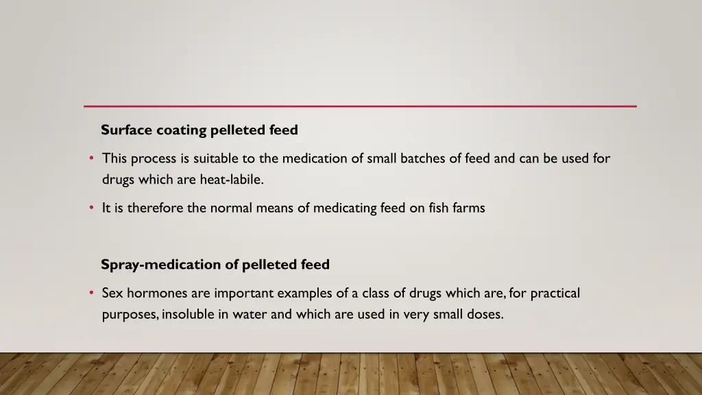 surface coating pelleted feed