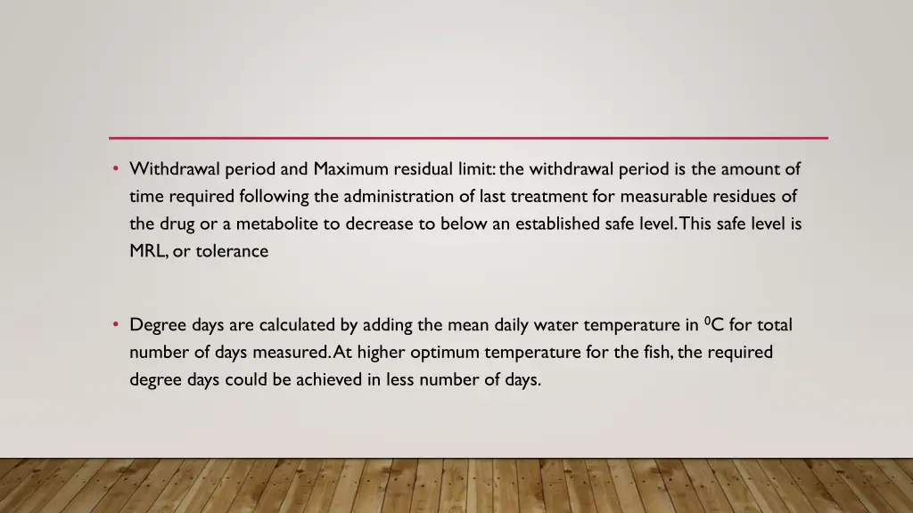 withdrawal period and maximum residual limit