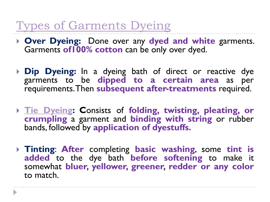 types of garments dyeing over dyeing done over