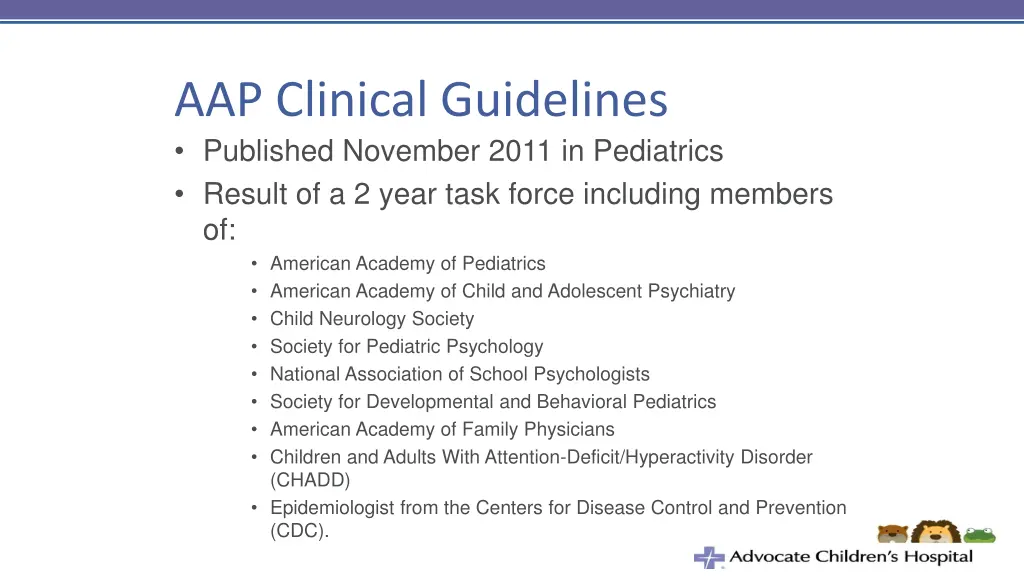 aap clinical guidelines published november 2011