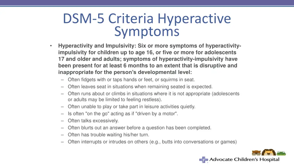 dsm 5 criteria hyperactive symptoms hyperactivity