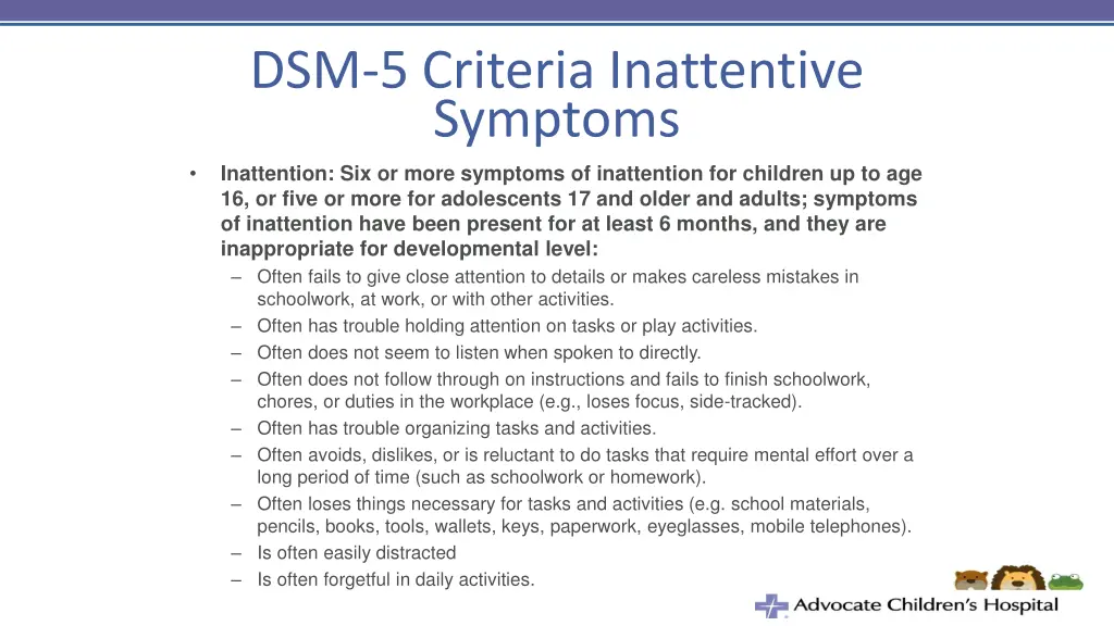 dsm 5 criteria inattentive symptoms inattention