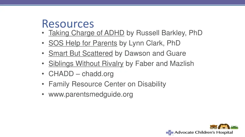 resources taking charge of adhd by russell