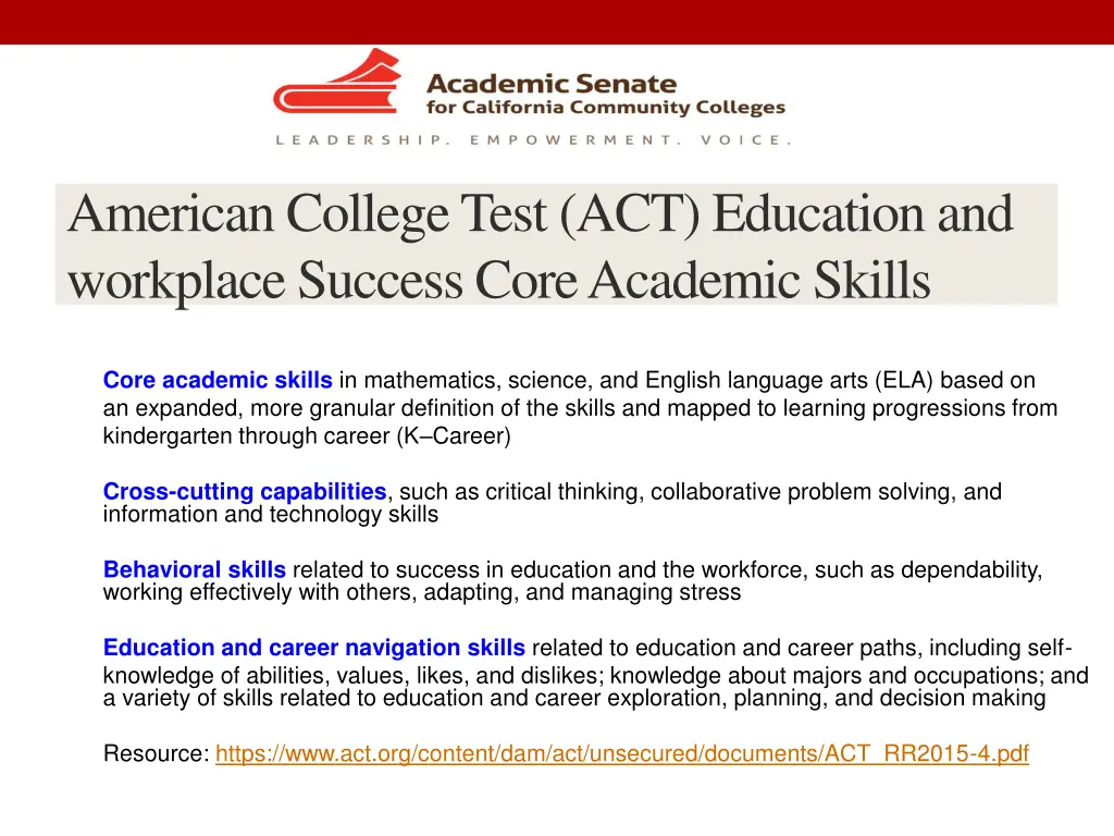 american college test act education and workplace