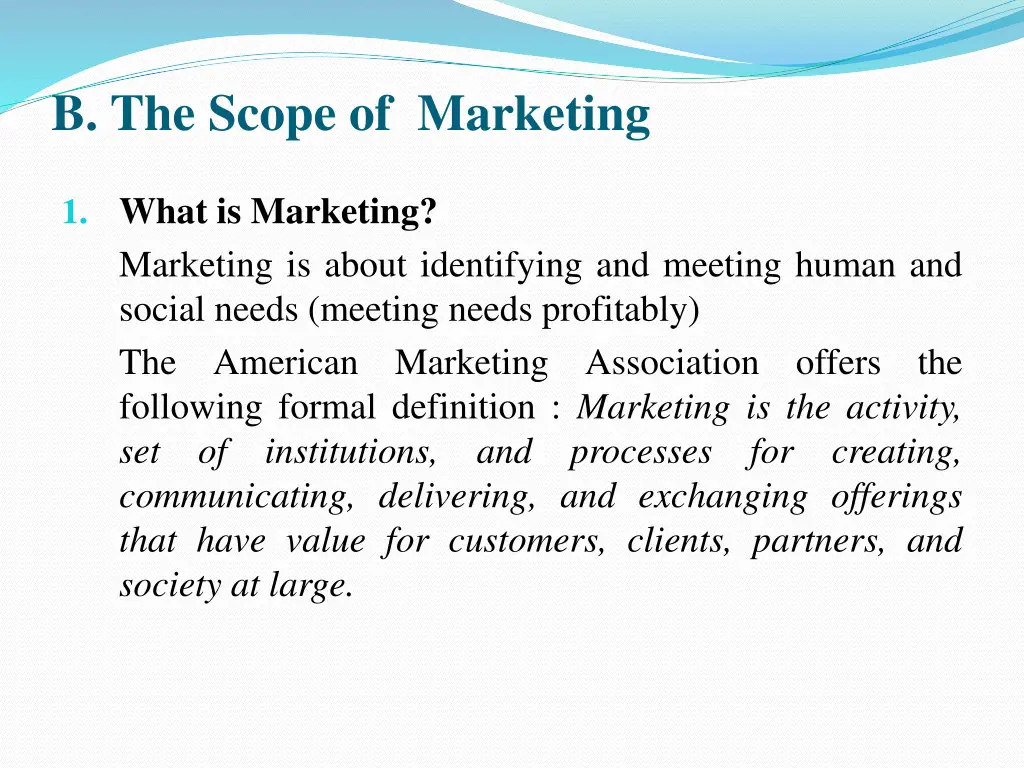 b the scope of marketing