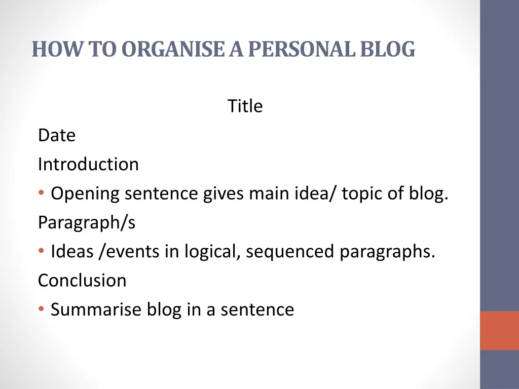 how to organise a personal blog