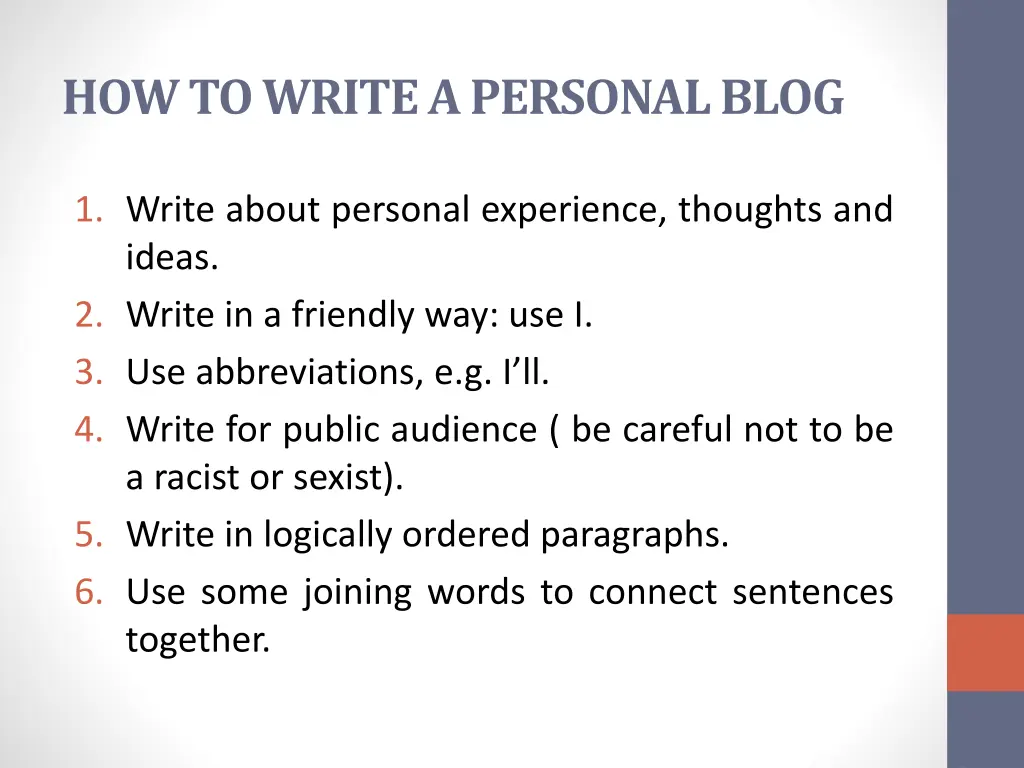 how to write a personal blog