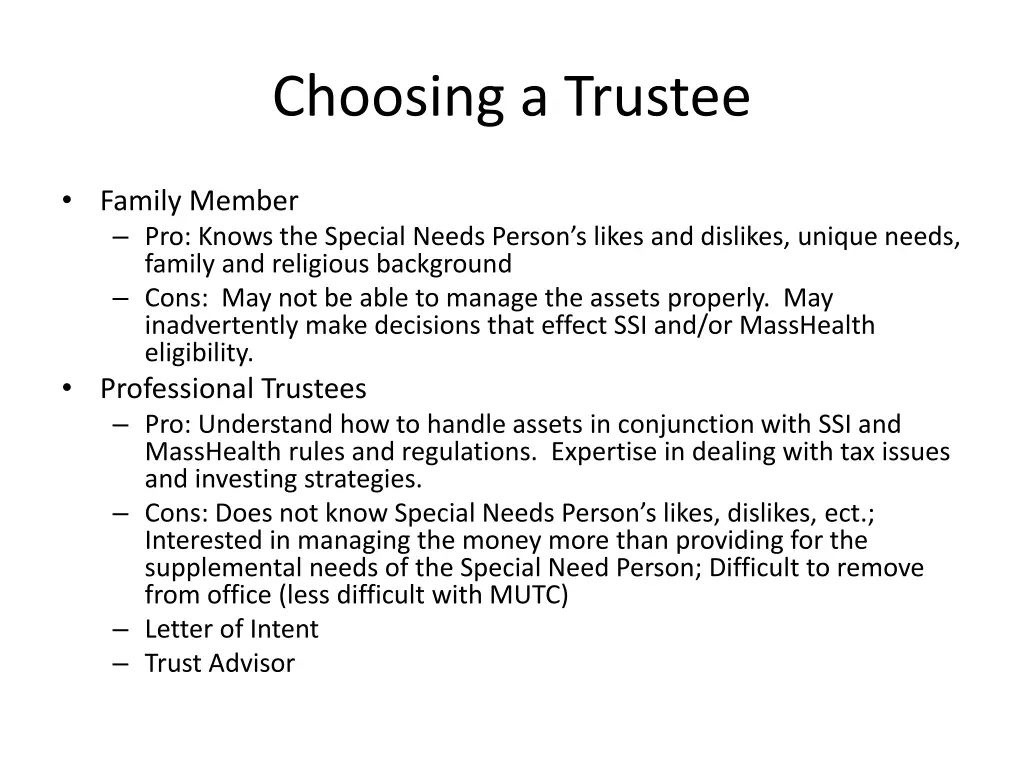 choosing a trustee