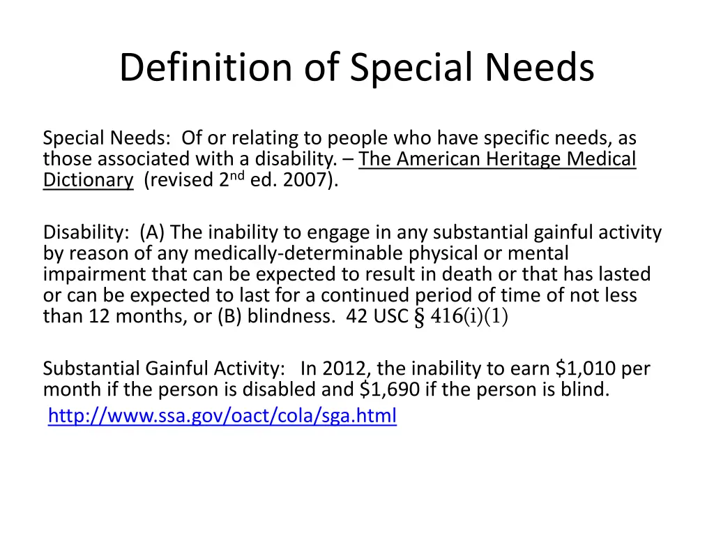 definition of special needs