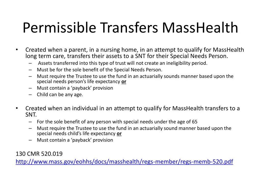 permissible transfers masshealth