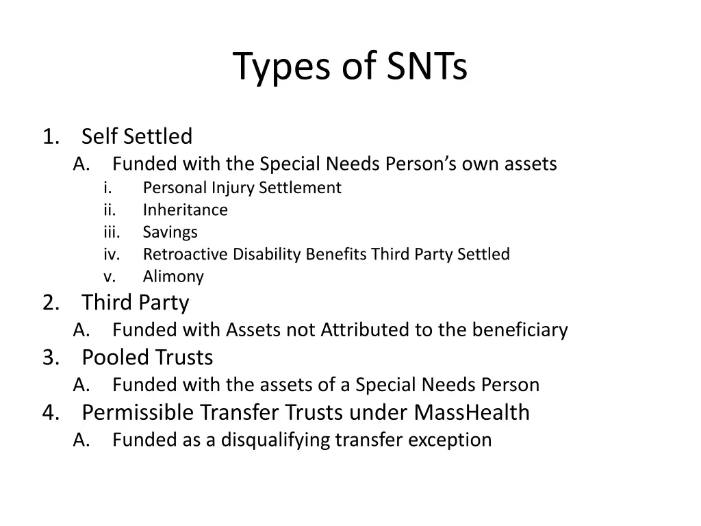 types of snts