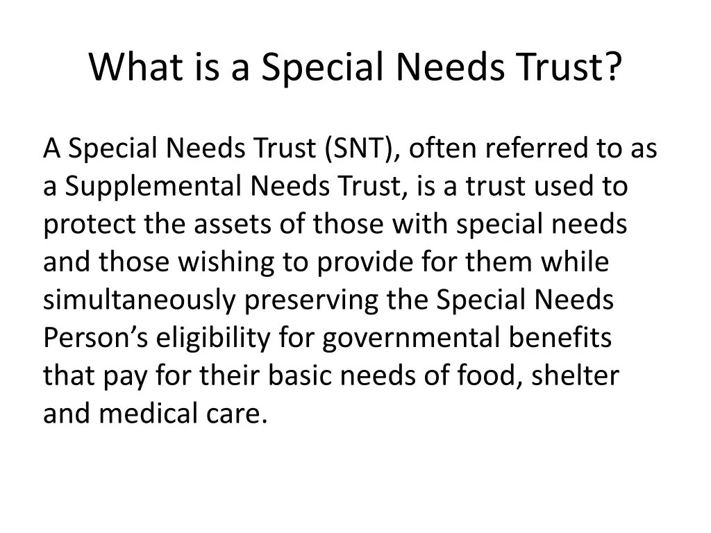 what is a special needs trust