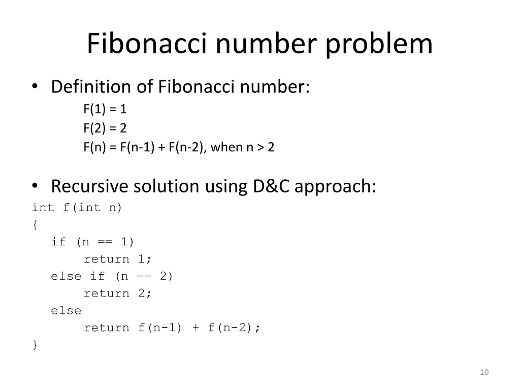 fibonacci number problem