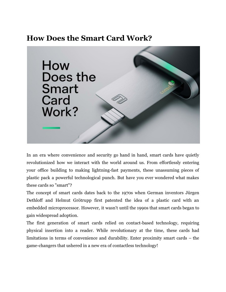 how does the smart card work