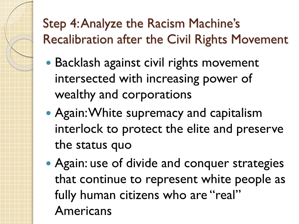 step 4 analyze the racism machine s recalibration