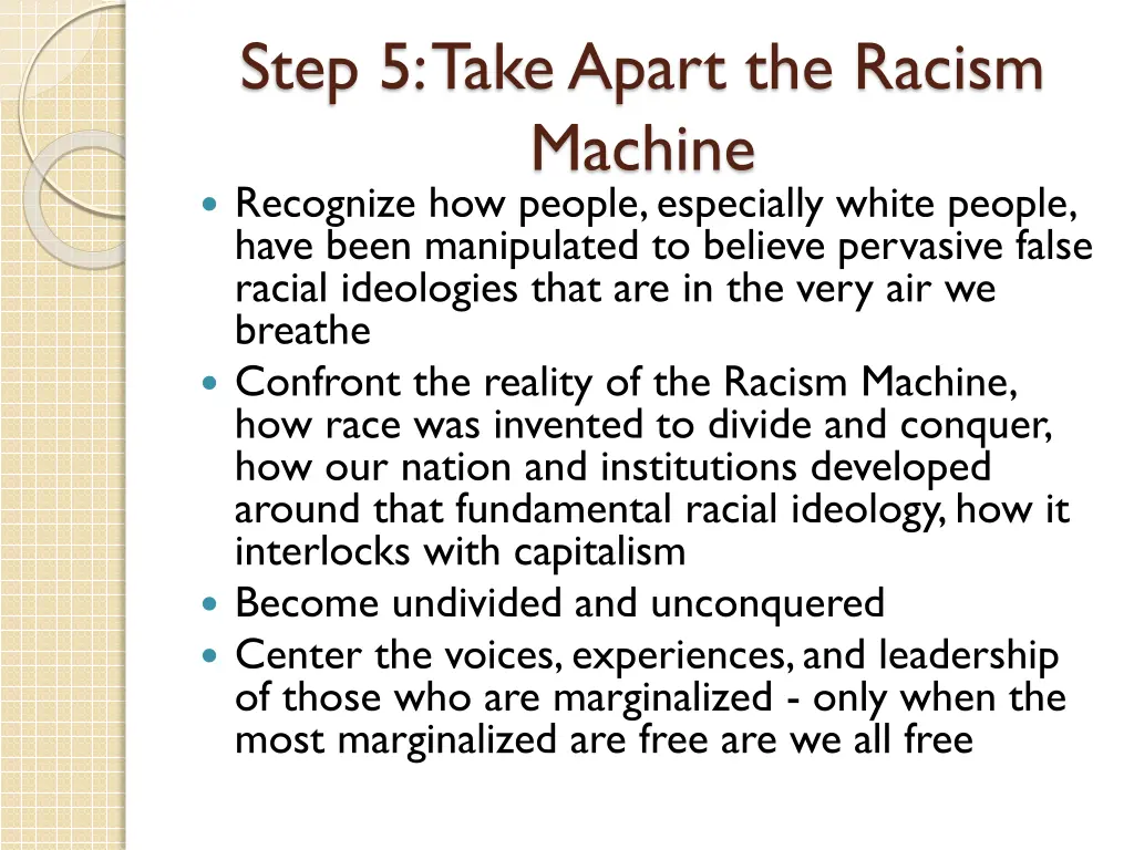 step 5 take apart the racism machine recognize