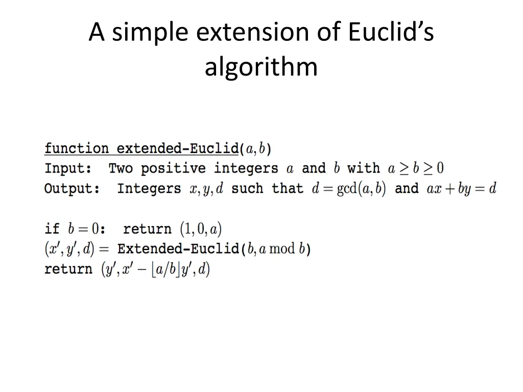 a simple extension of euclid s algorithm