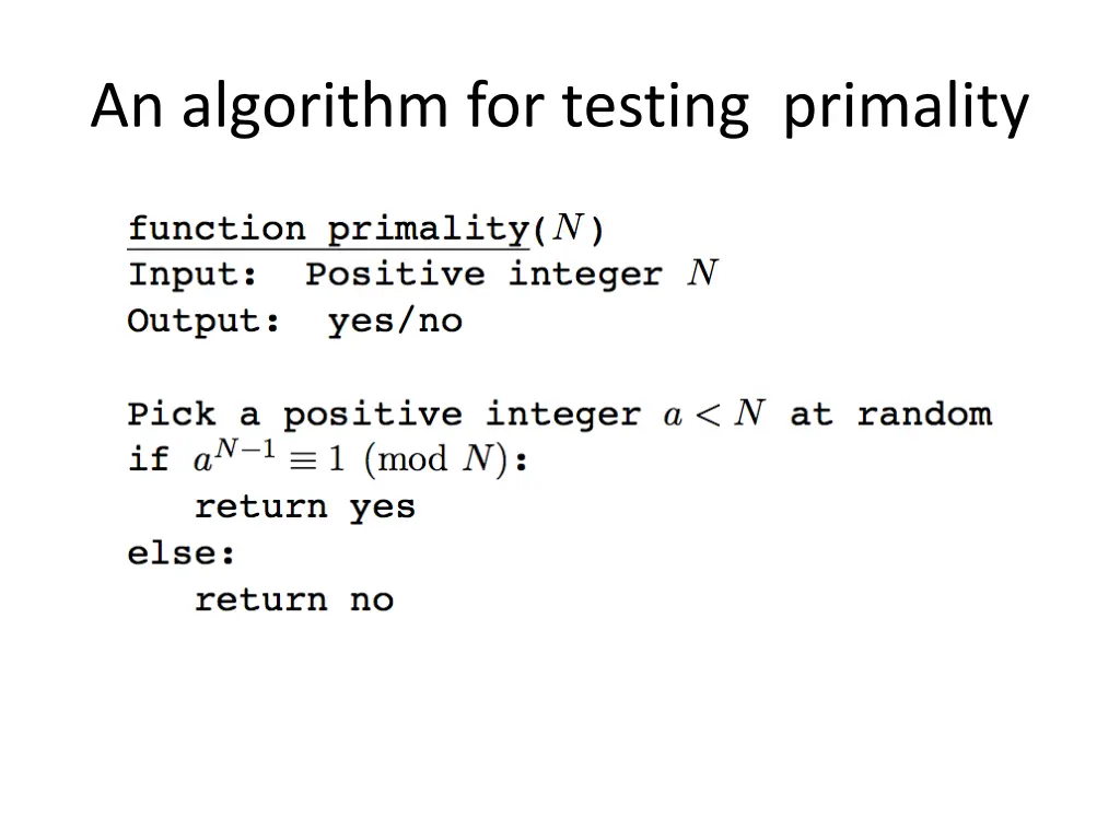 an algorithm for testing primality