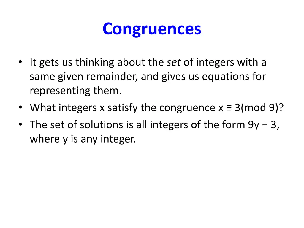 congruences 1