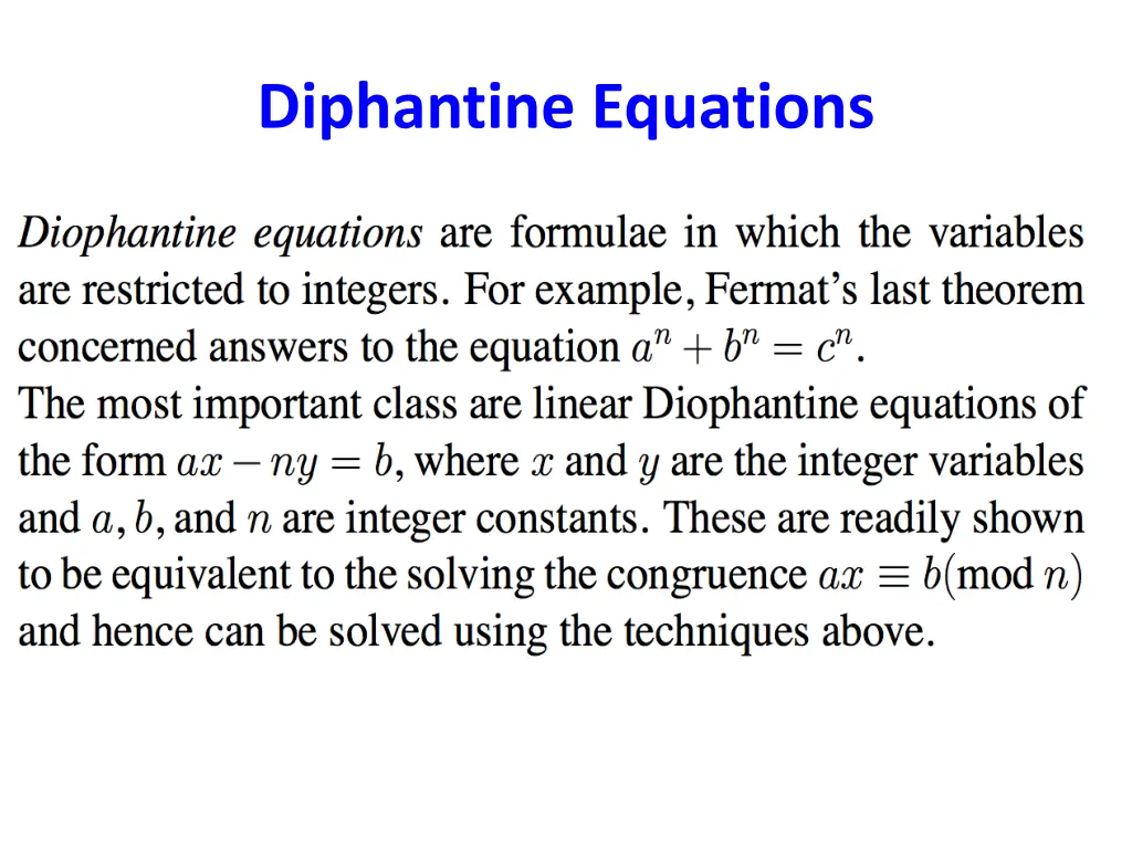 diphantine equations