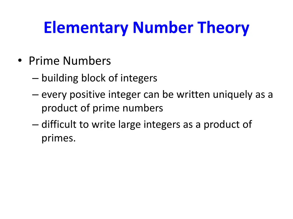 elementary number theory