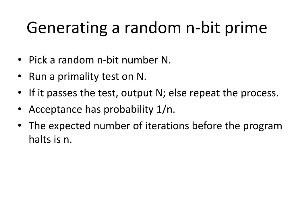 generating a random n bit prime