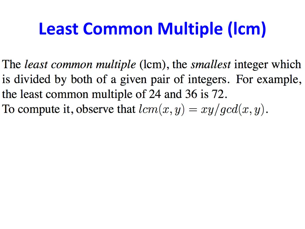 least common multiple lcm