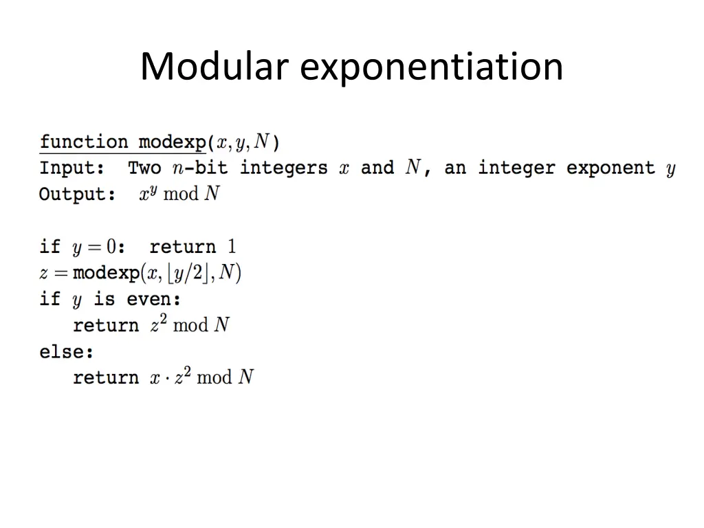 modular exponentiation