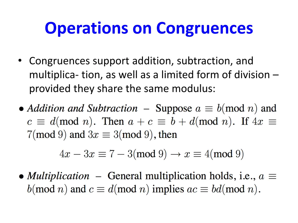 operations on congruences