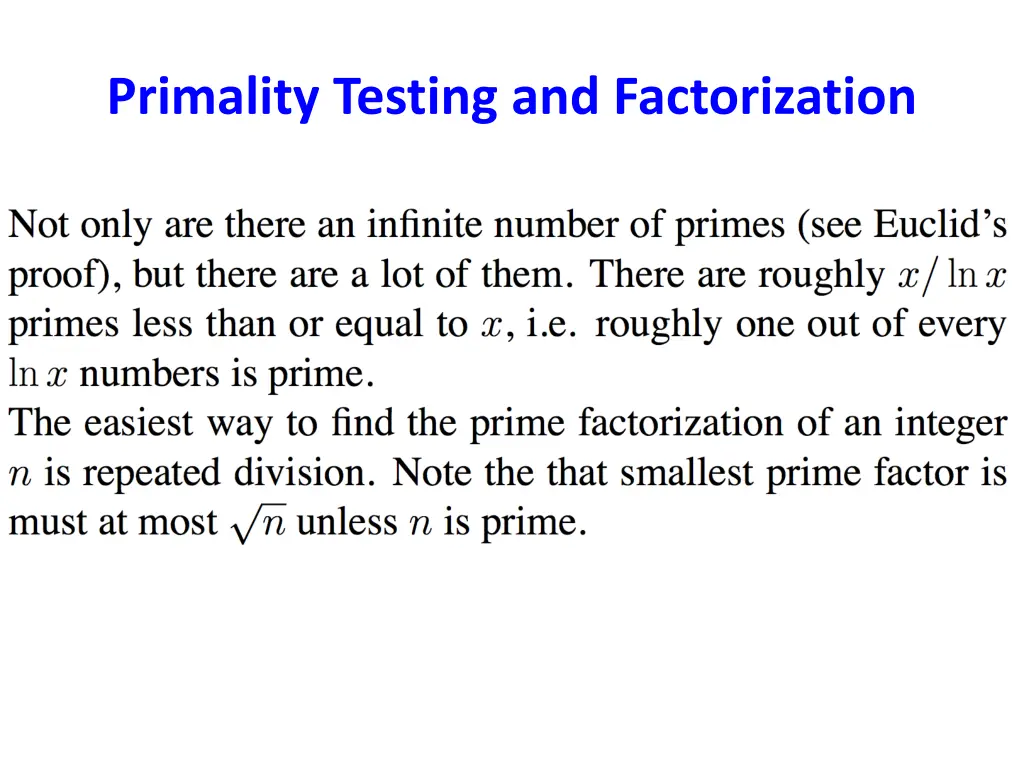 primality testing and factorization