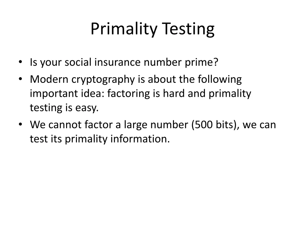 primality testing