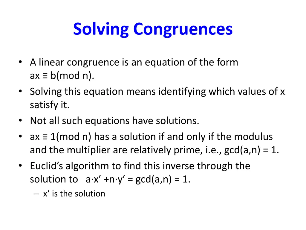 solving congruences