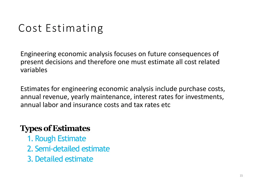 cost estimating