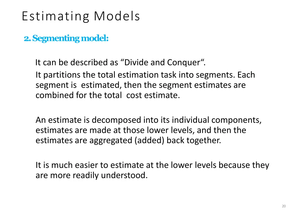 estimating models 2