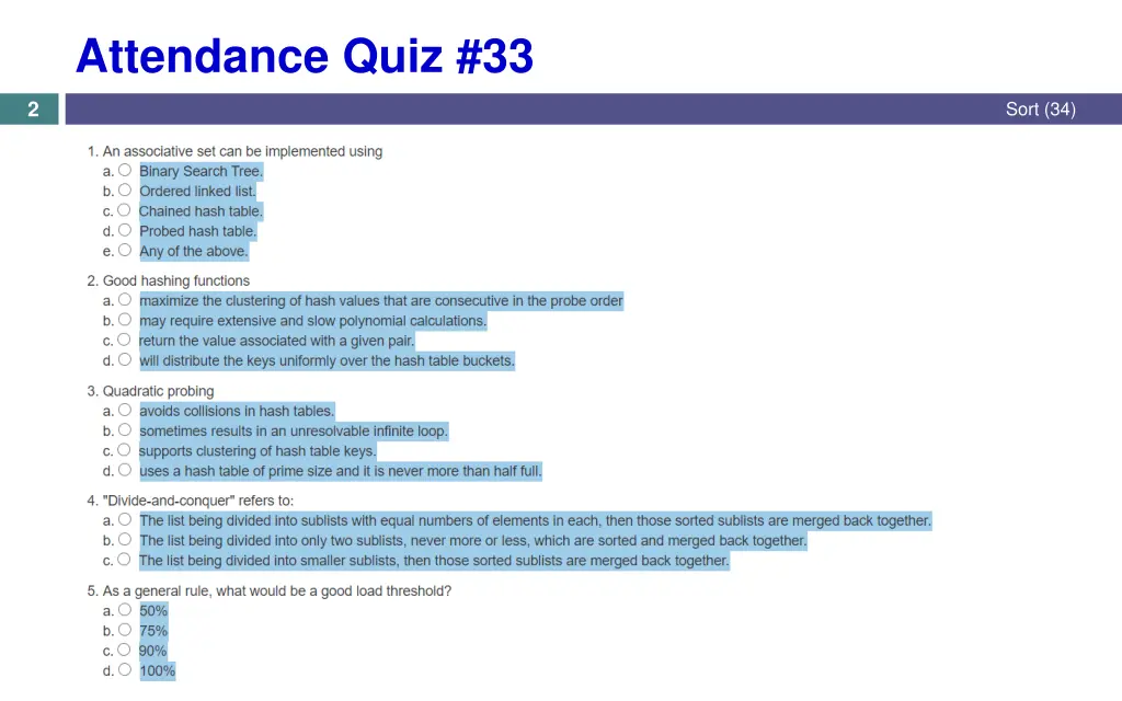 attendance quiz 33