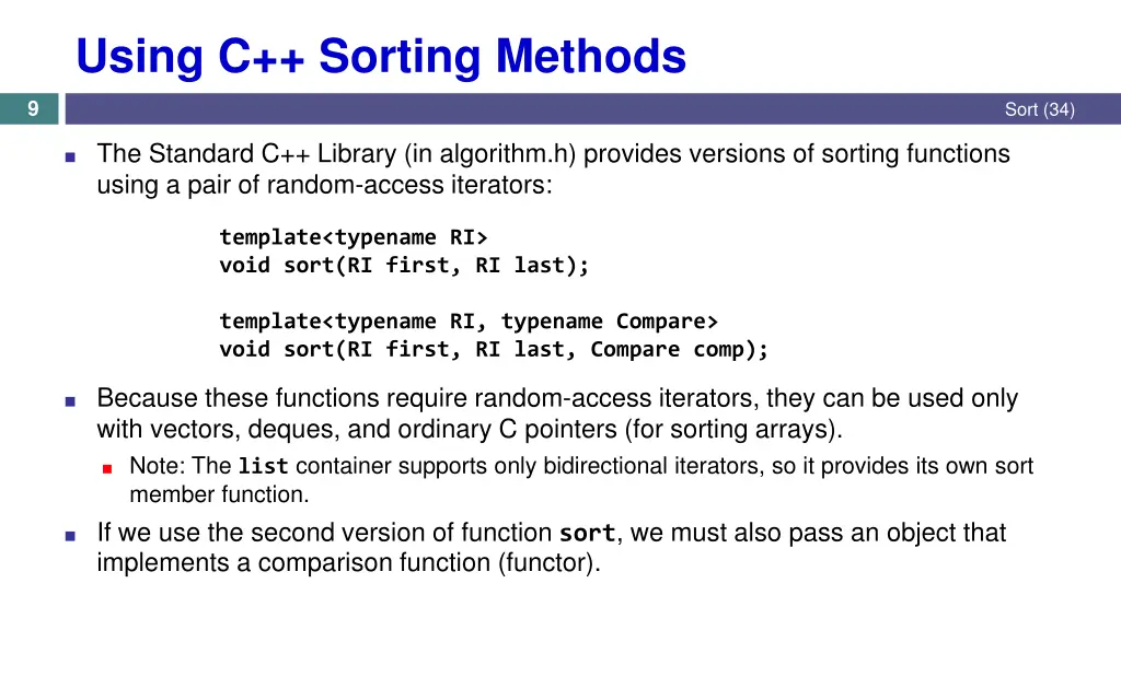 using c sorting methods