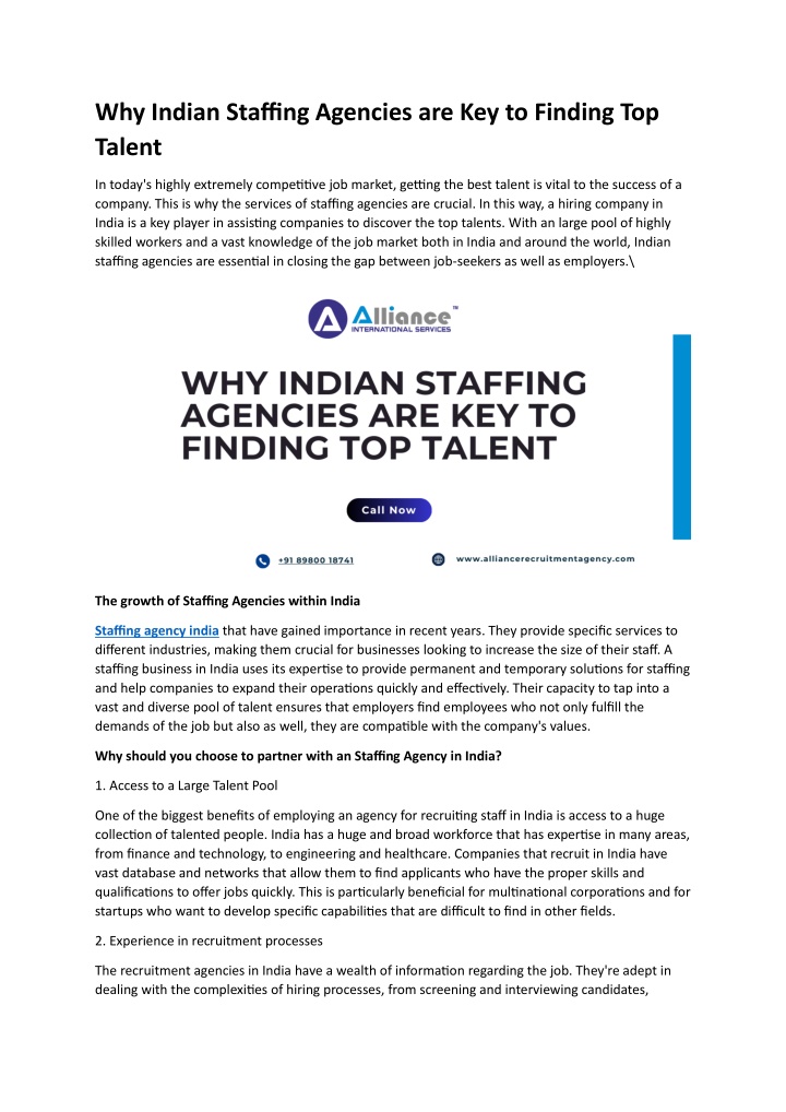 why indian staffing agencies are key to finding