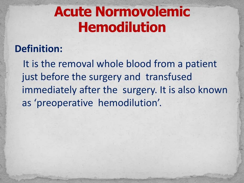 acute normovolemic hemodilution