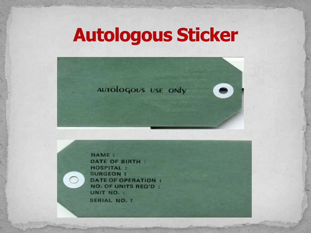 autologous sticker