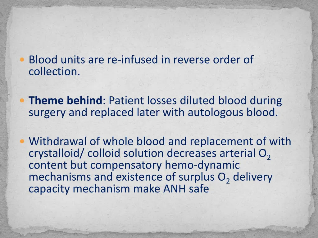 blood units are re infused in reverse order