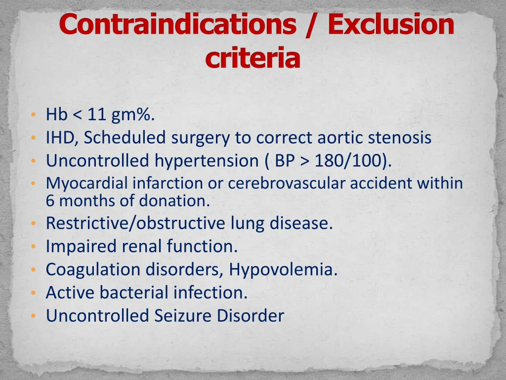 contraindications exclusion criteria