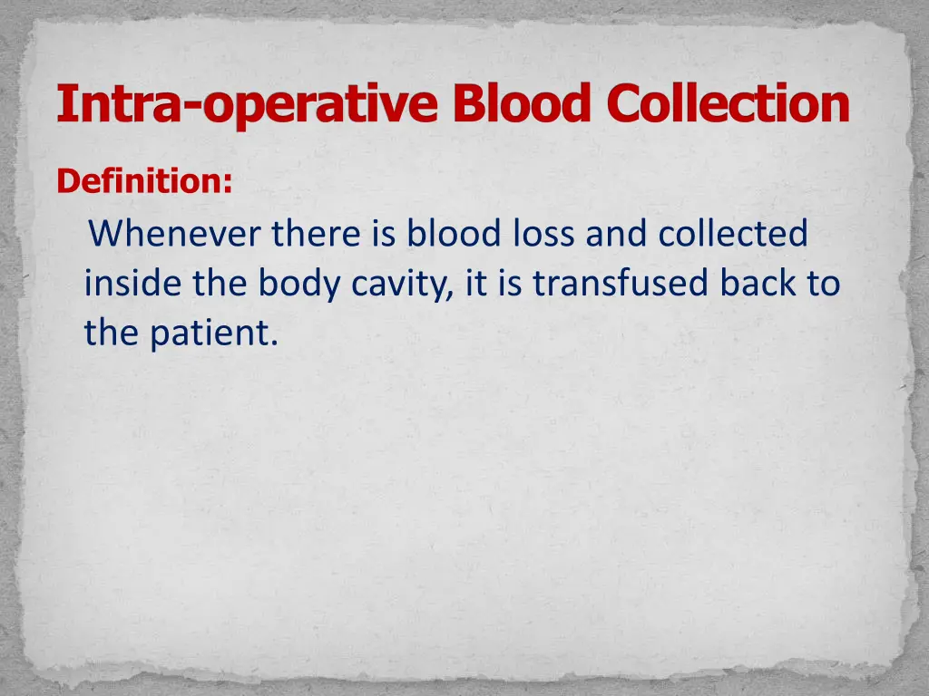 intra operative blood collection