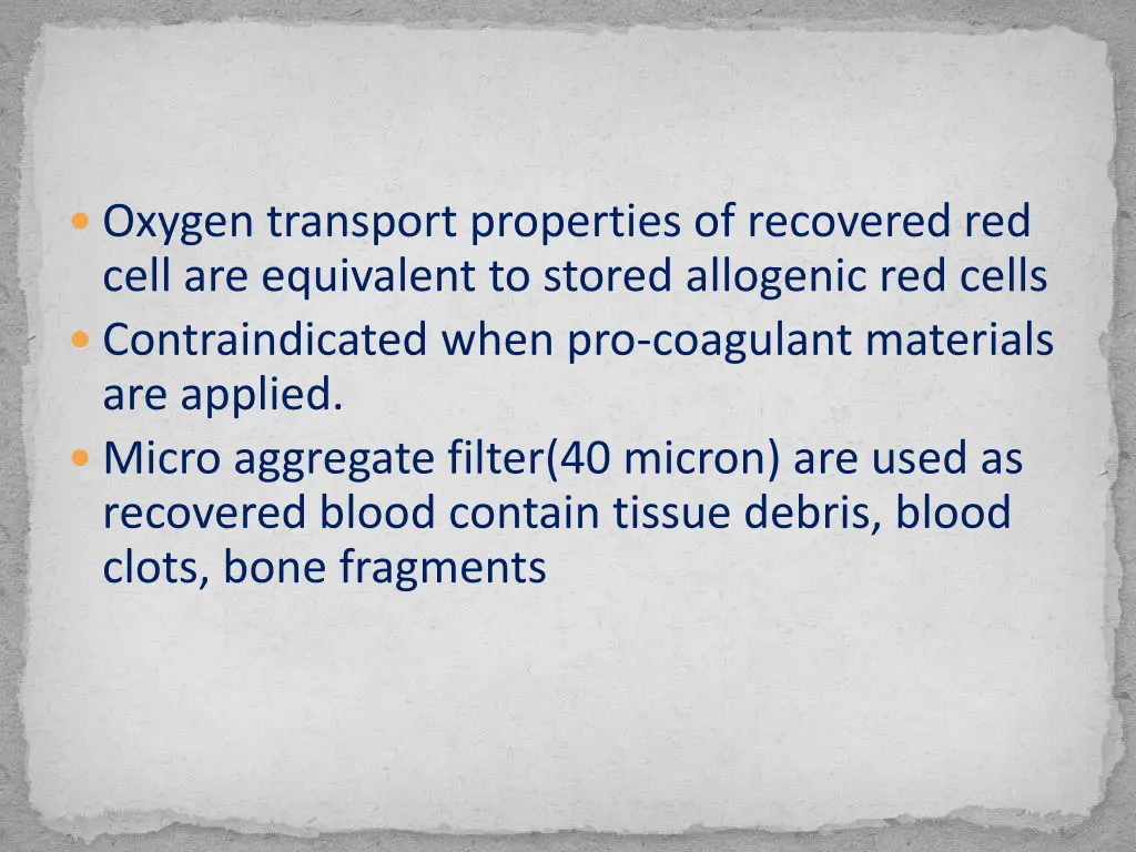 oxygen transport properties of recovered red cell