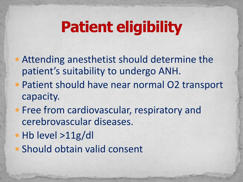 patient eligibility