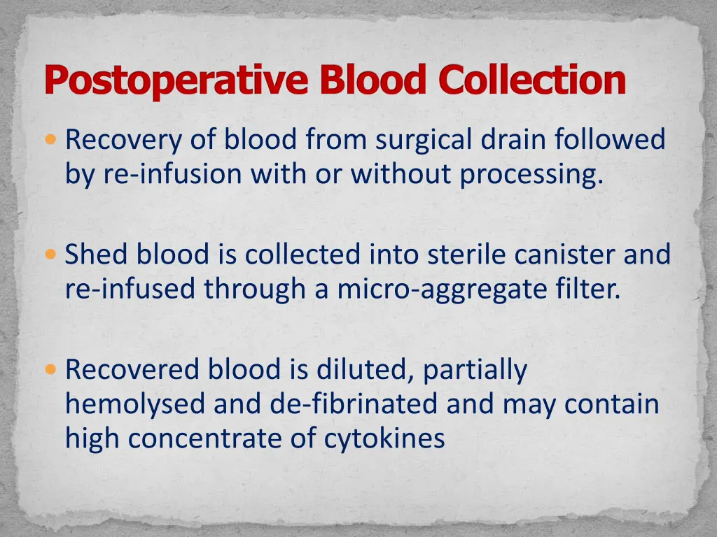 postoperative blood collection