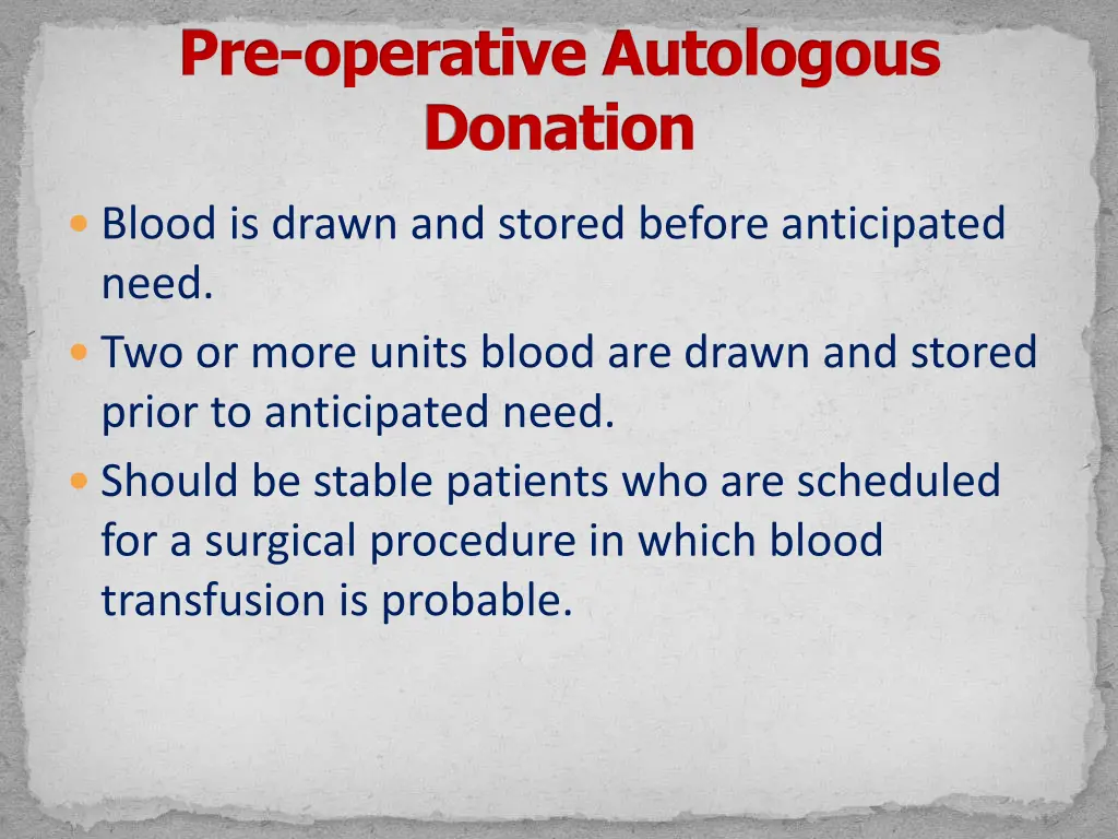 pre operative autologous donation