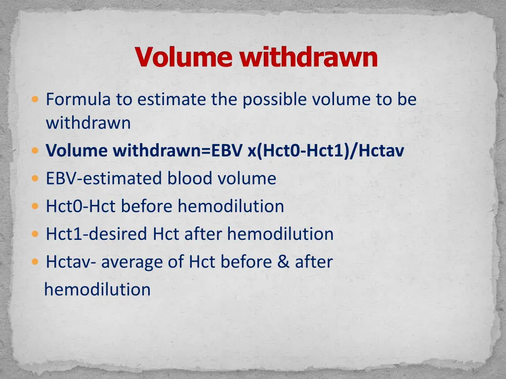 volume withdrawn