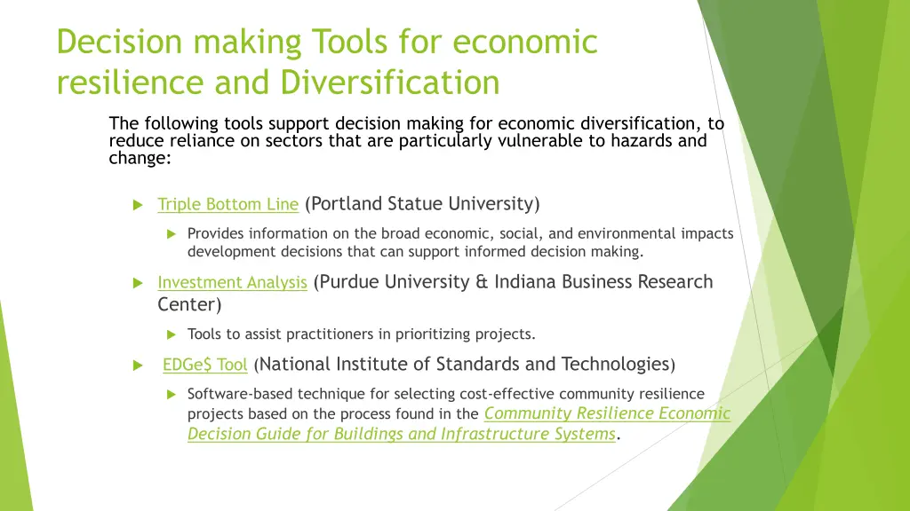 decision making tools for economic resilience